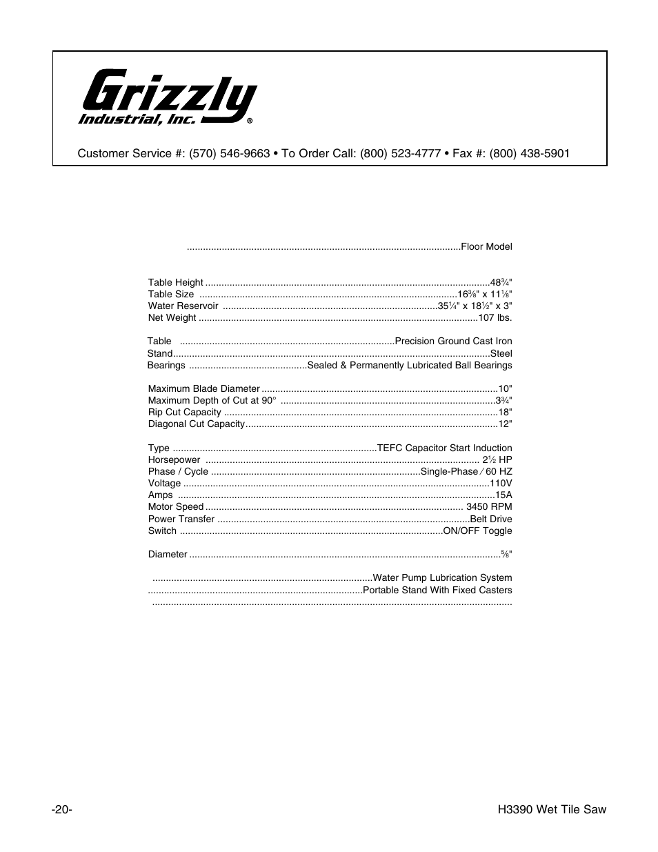 Machine data sheet | Grizzly H3390 User Manual | Page 25 / 35