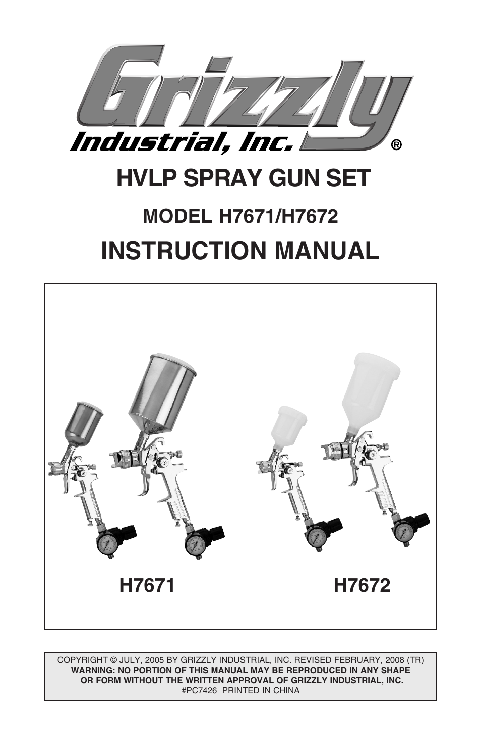 Grizzly H7671 H7672 User Manual | 24 pages