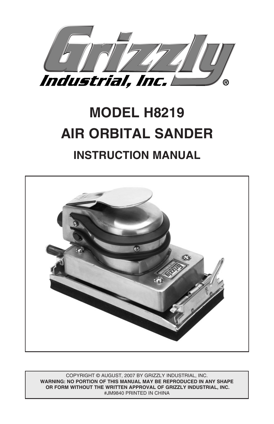 Grizzly H8219 User Manual | 8 pages