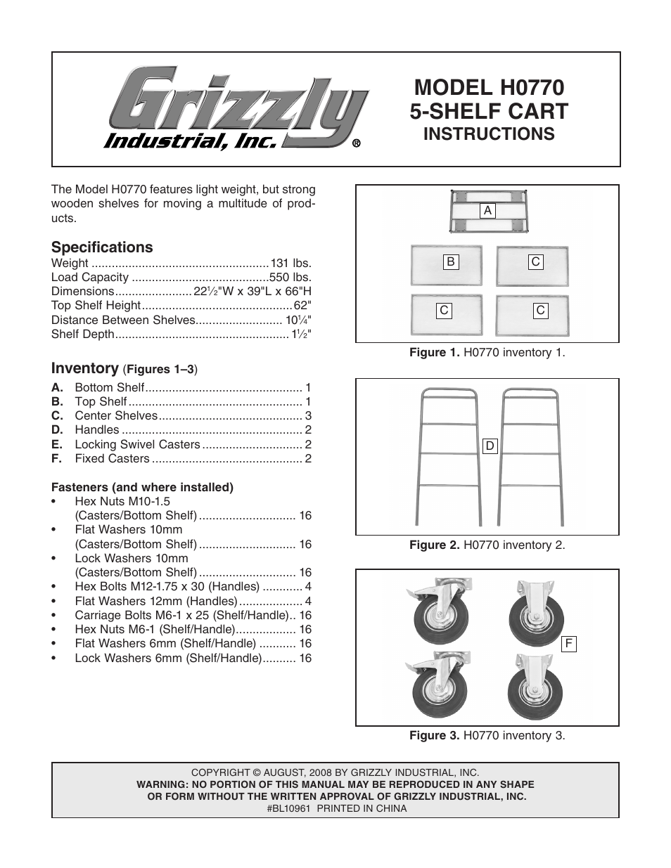 Grizzly H0770 User Manual | 4 pages