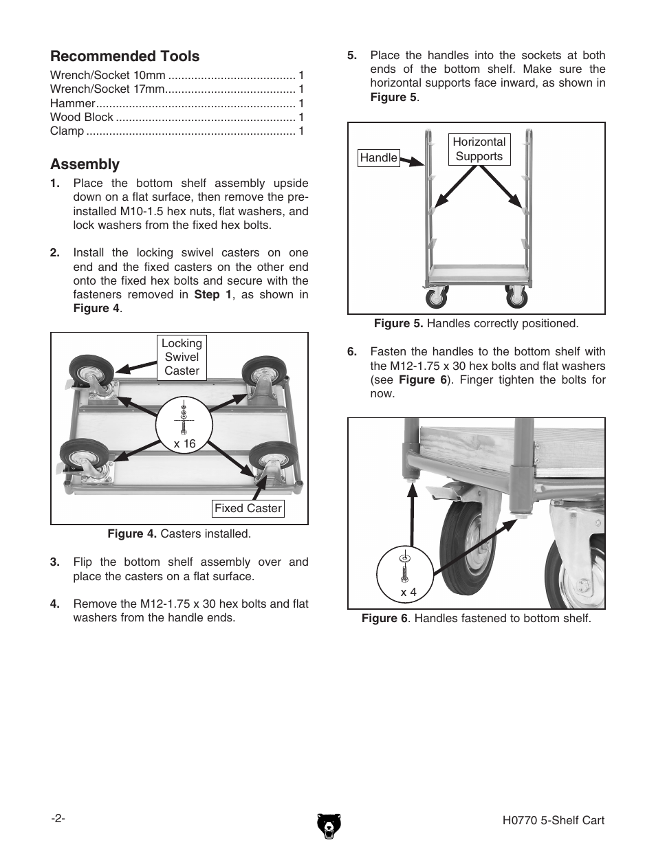 Recommended tools, Assembly | Grizzly H0770 User Manual | Page 2 / 4