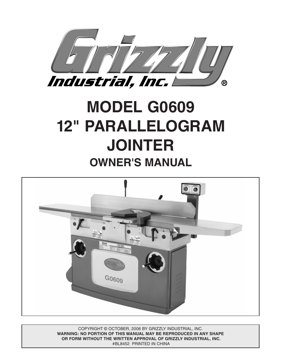 Grizzly G0609 User Manual | 60 pages