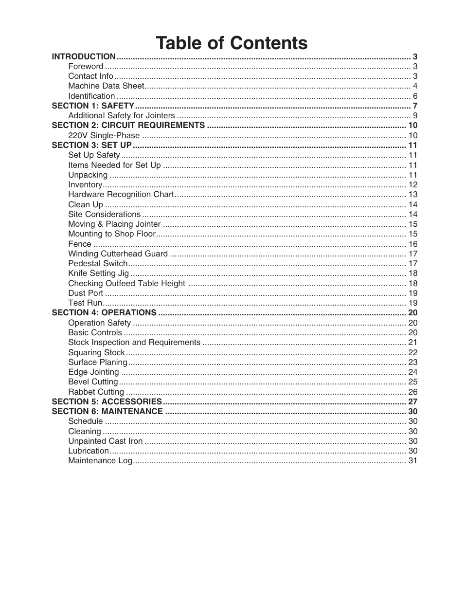 Grizzly G0609 User Manual | Page 3 / 60