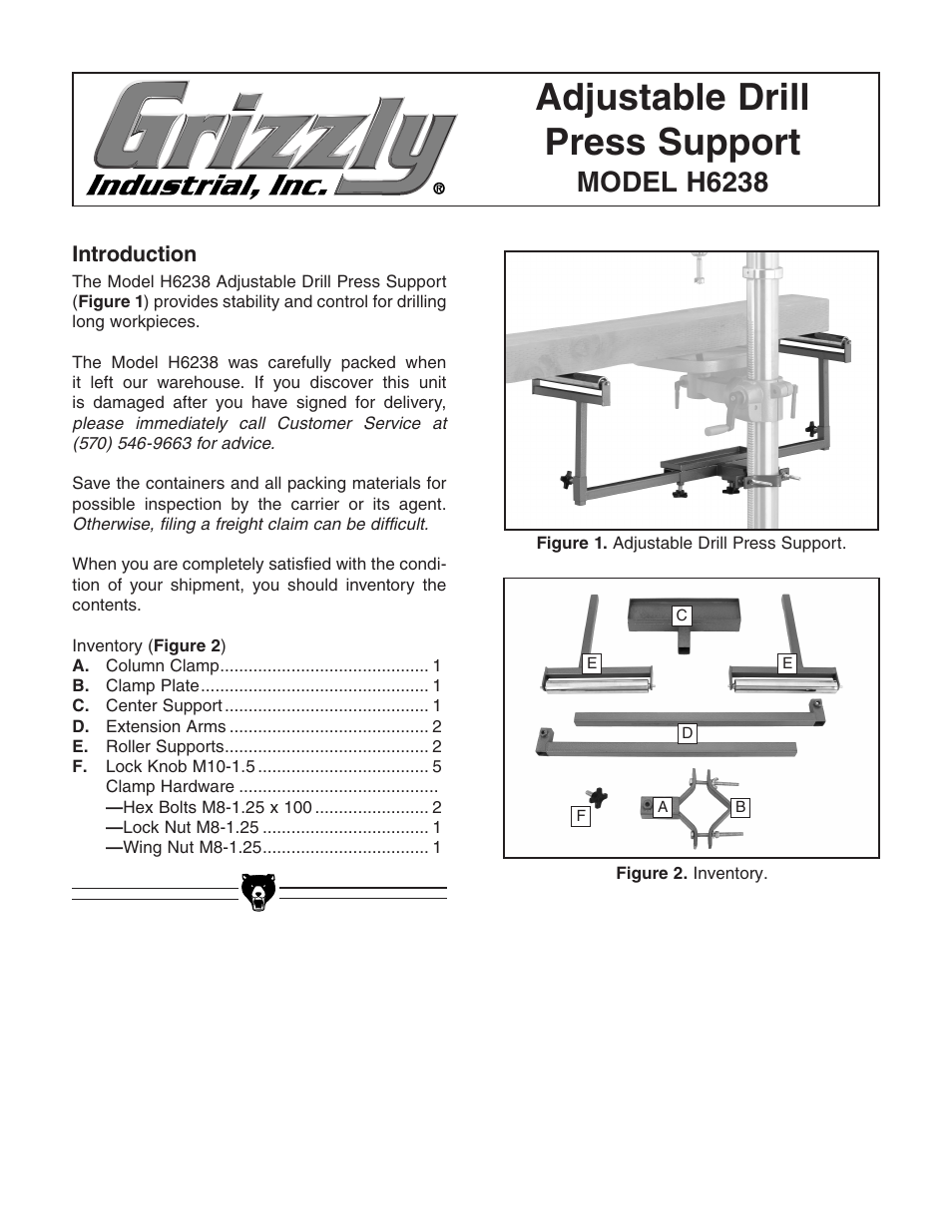 Grizzly H6238 User Manual | 3 pages