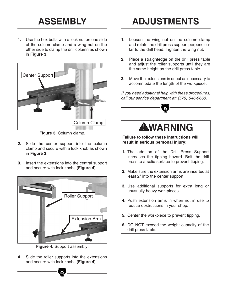 Assembly, Adjustments | Grizzly H6238 User Manual | Page 2 / 3