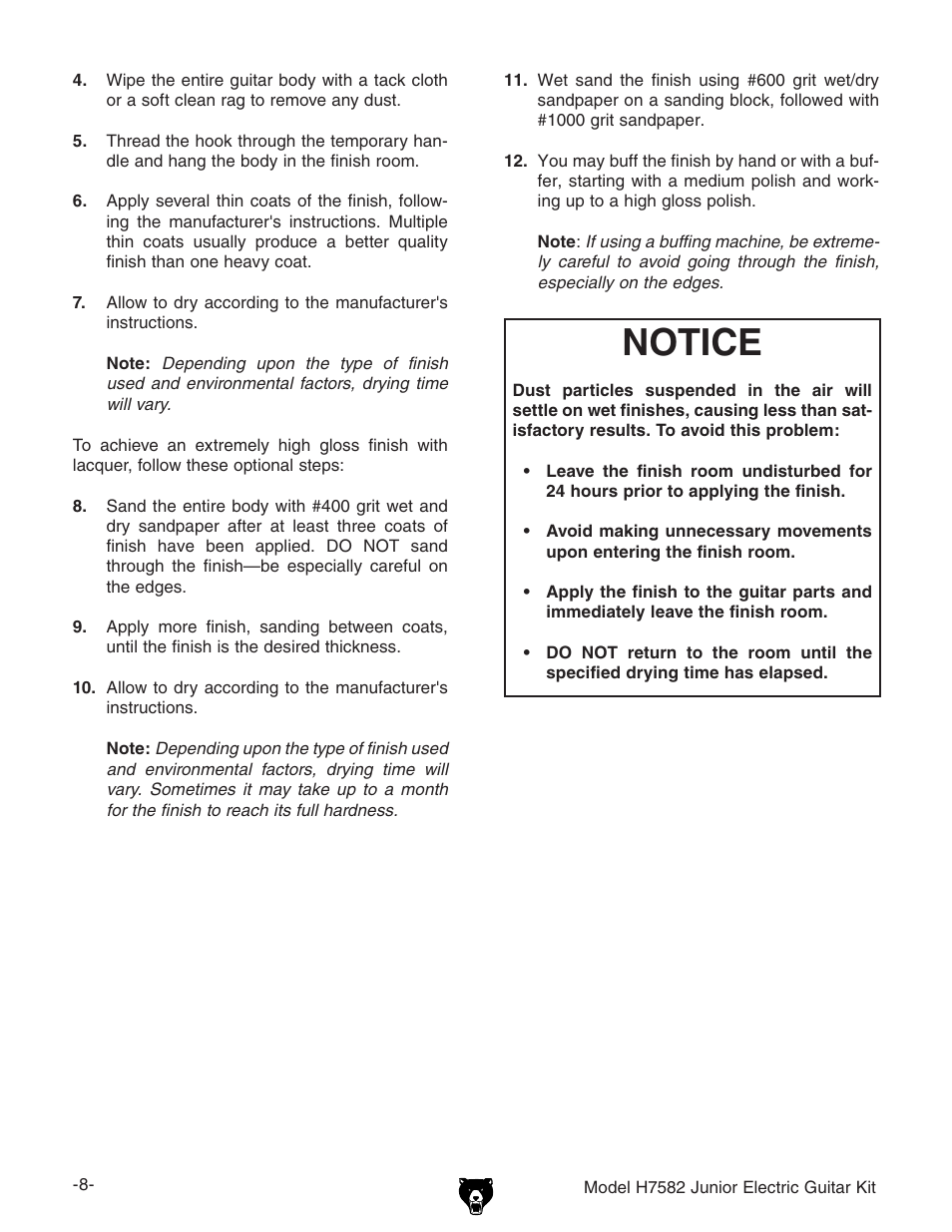 Notice | Grizzly H7582 User Manual | Page 10 / 32