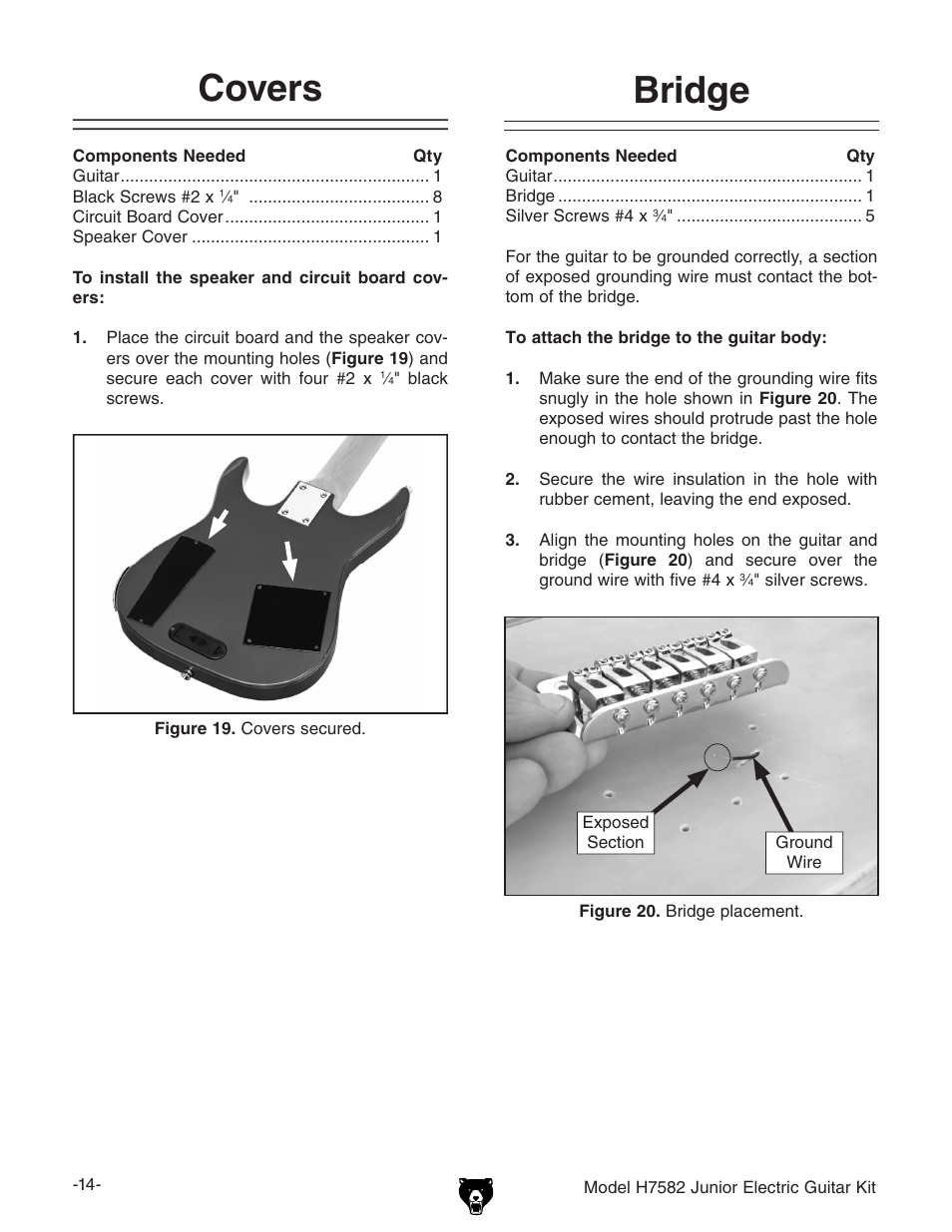 Bridge, Covers | Grizzly H7582 User Manual | Page 16 / 32