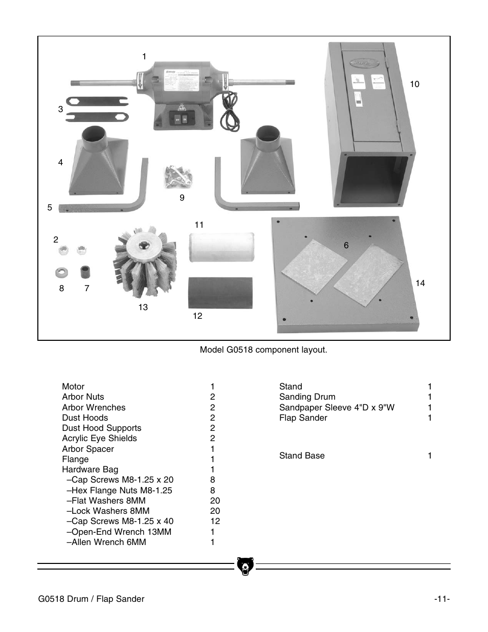 Grizzly G0518 User Manual | Page 13 / 39