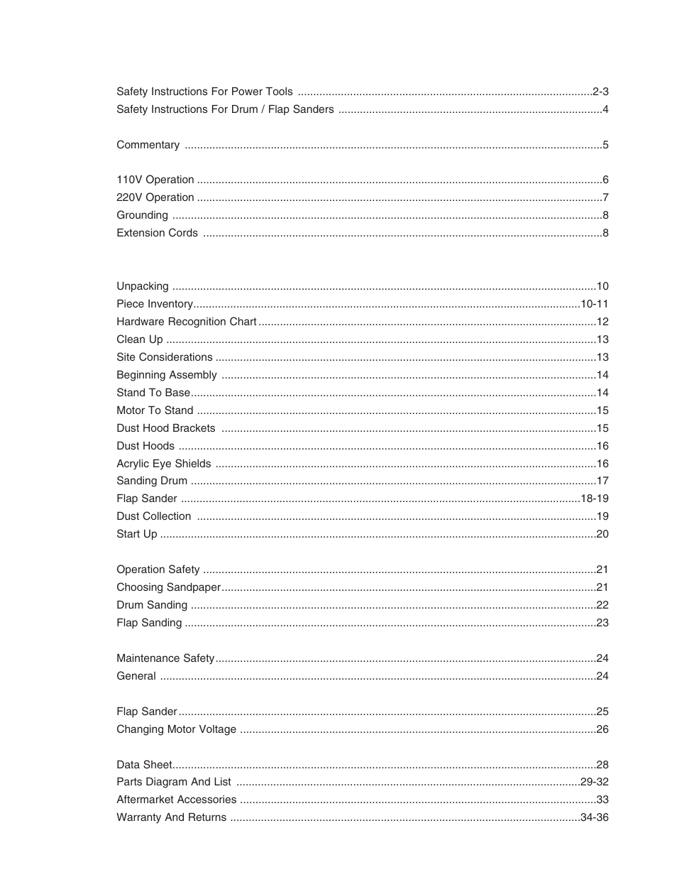 Grizzly G0518 User Manual | Page 3 / 39