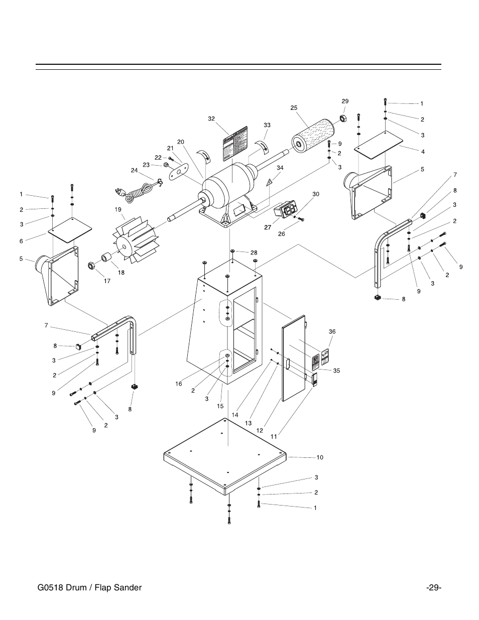 Parts diagrams and lists | Grizzly G0518 User Manual | Page 31 / 39