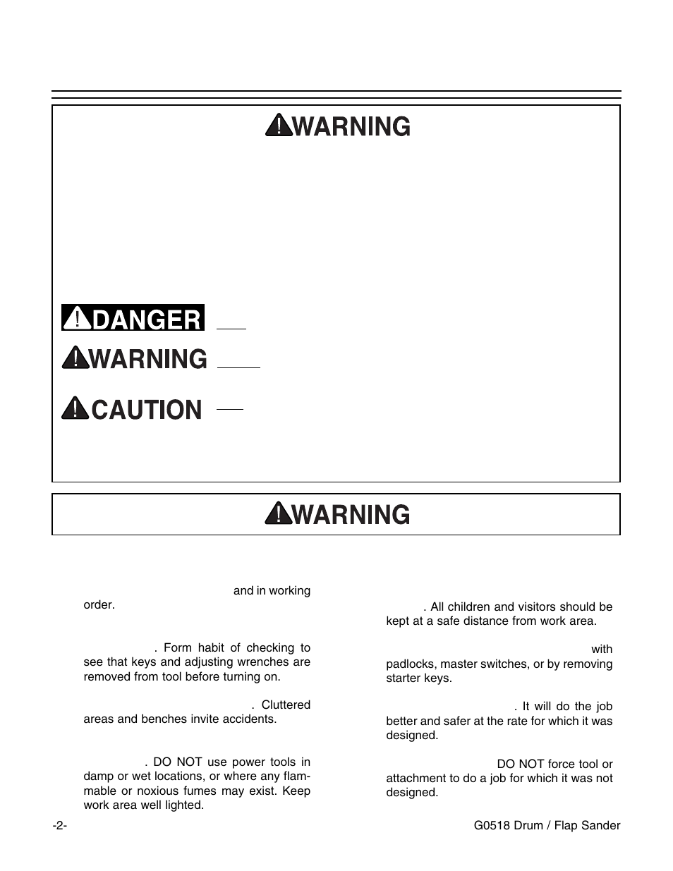 Safety instructions for power tools, Notice | Grizzly G0518 User Manual | Page 4 / 39