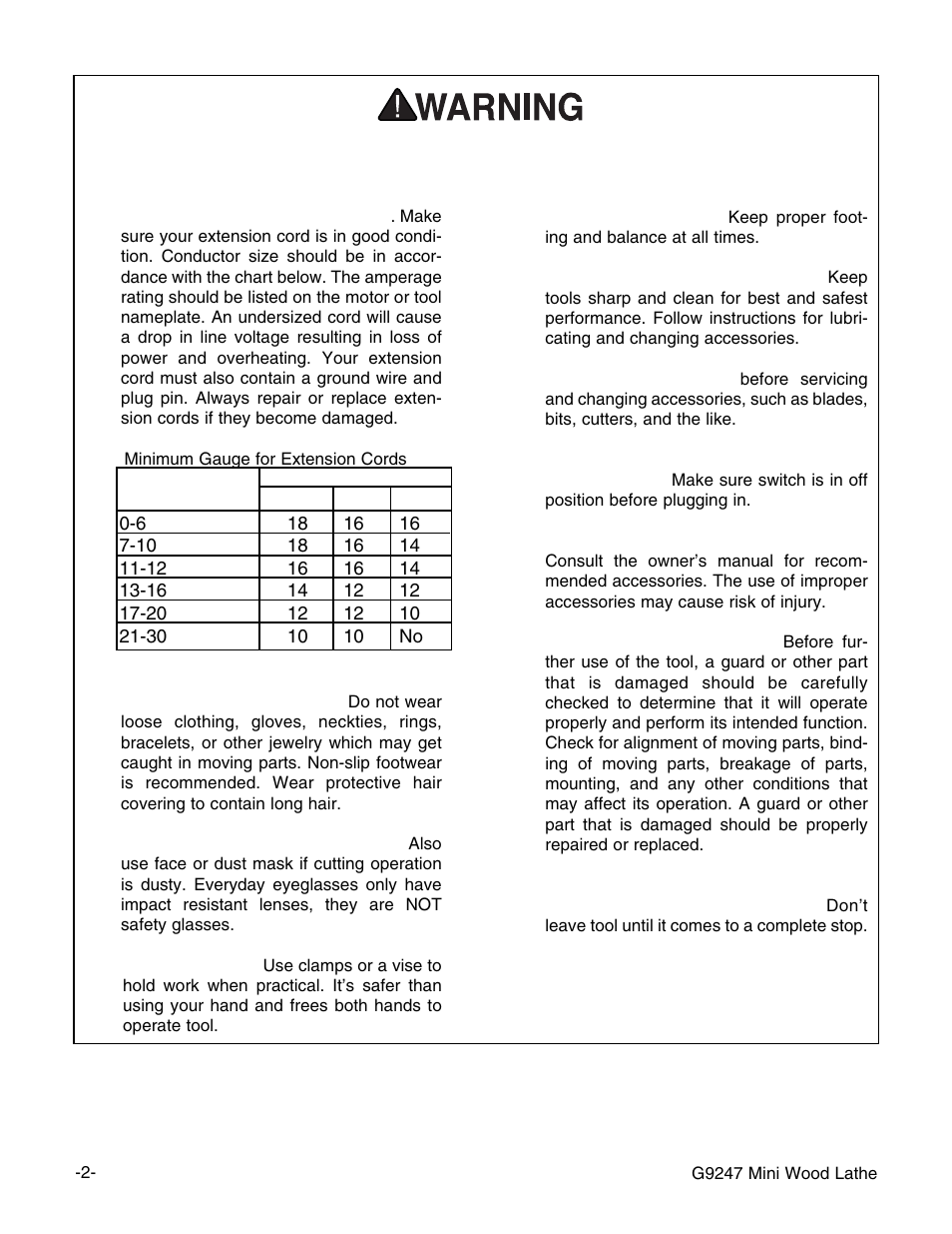 Safety instructions for power tools | Grizzly G9247 User Manual | Page 4 / 14