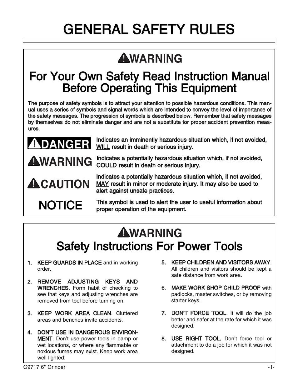 Nno ot tiic ce e | Grizzly G9717 User Manual | Page 2 / 17