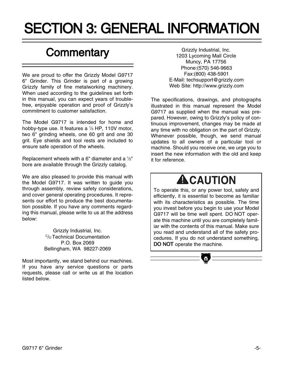 Cco om mm me en ntta arry y | Grizzly G9717 User Manual | Page 6 / 17