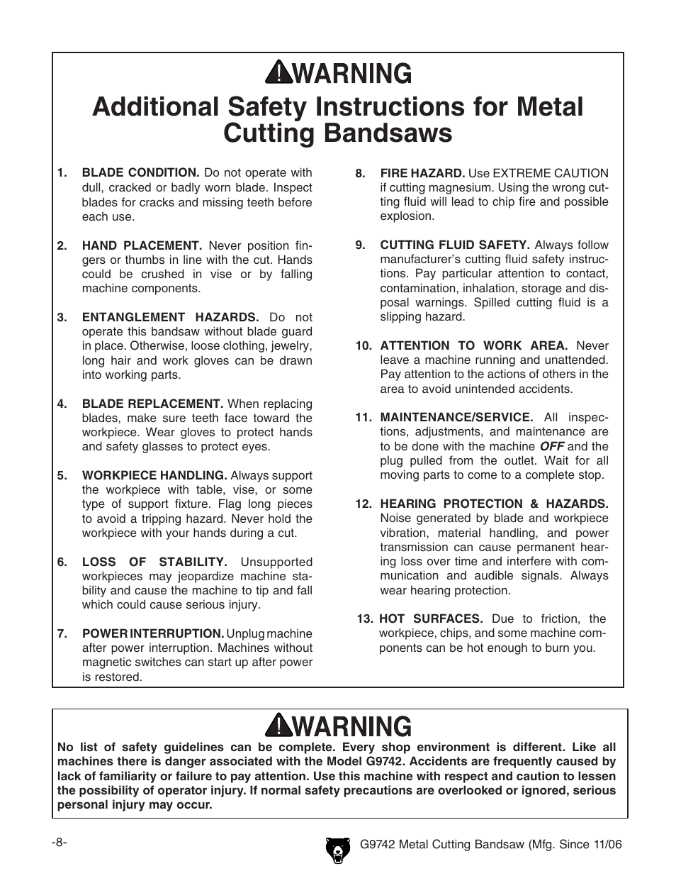 Grizzly G9742 User Manual | Page 10 / 44