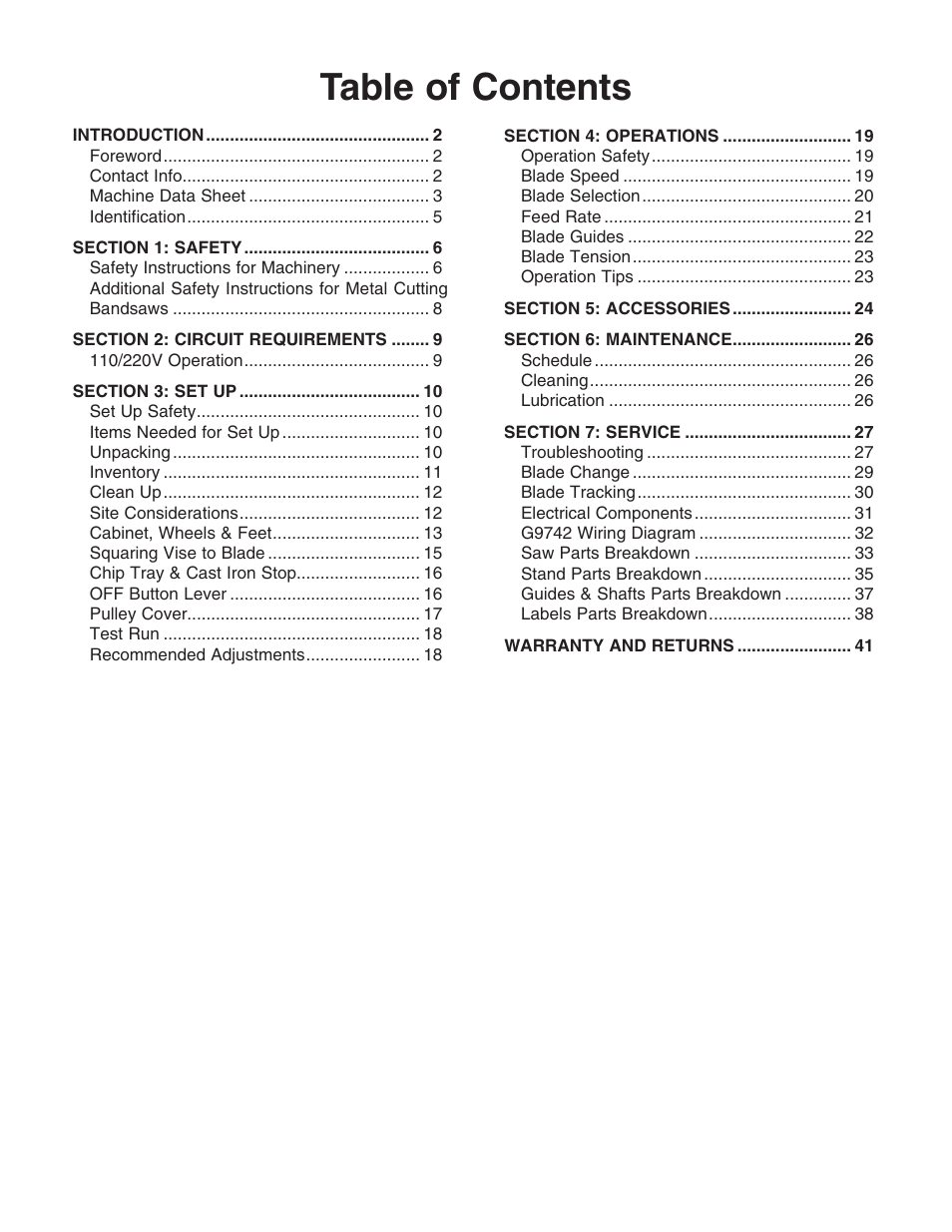 Grizzly G9742 User Manual | Page 3 / 44