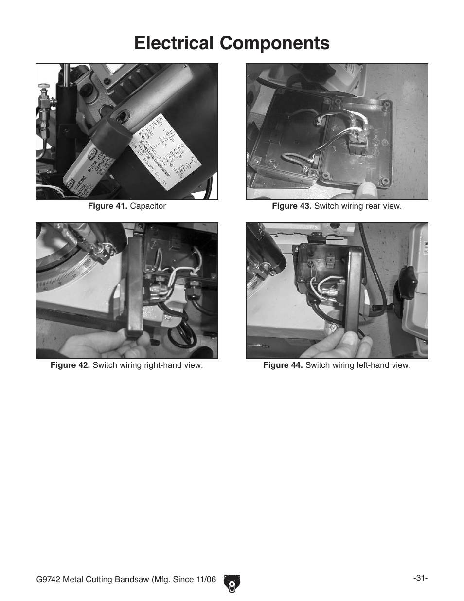 Electrical components | Grizzly G9742 User Manual | Page 33 / 44