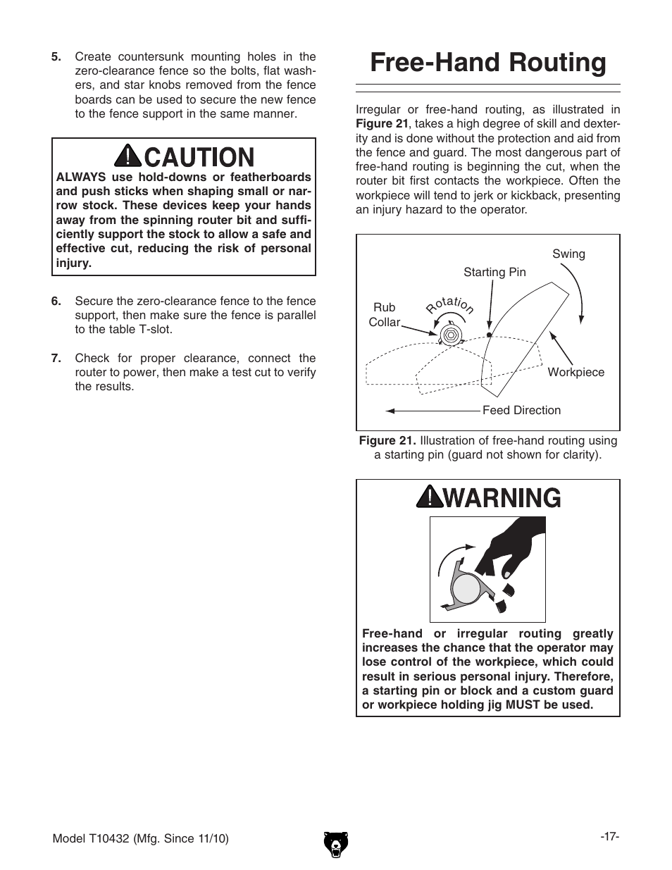 Free-hand routing | Grizzly T10432 User Manual | Page 19 / 28