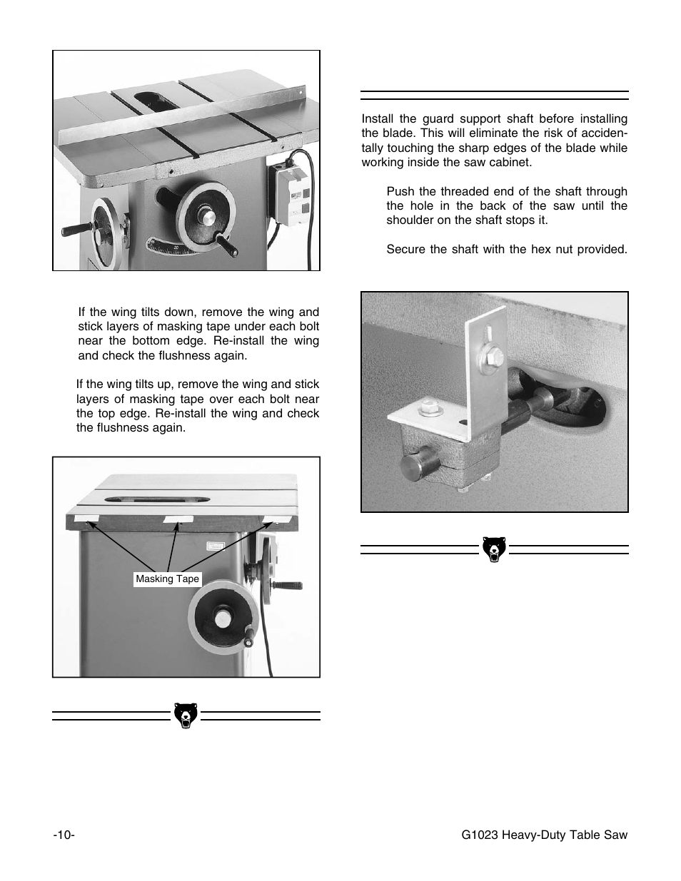 Guard support shaft | Grizzly G1023 User Manual | Page 11 / 37