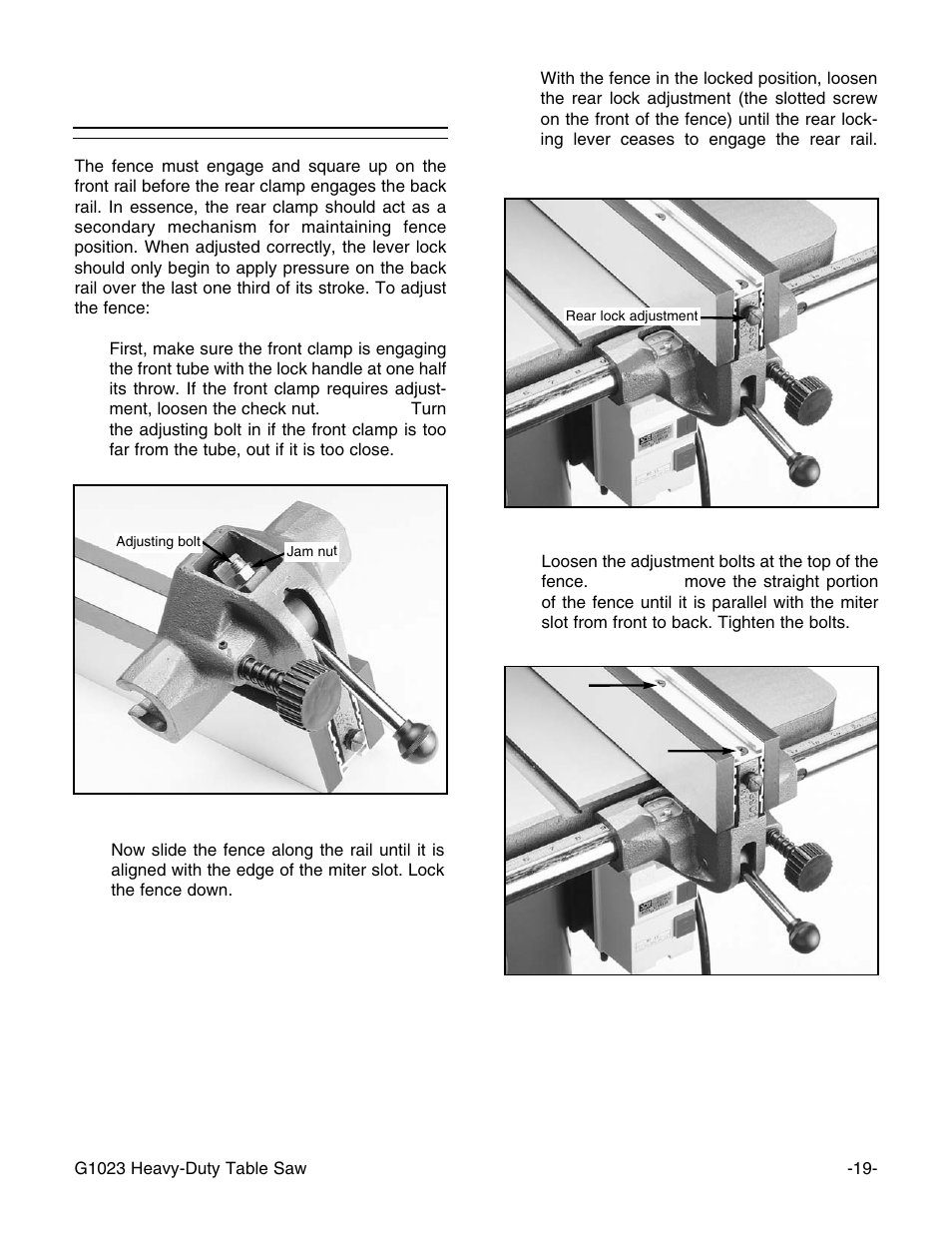 Fence | Grizzly G1023 User Manual | Page 20 / 37