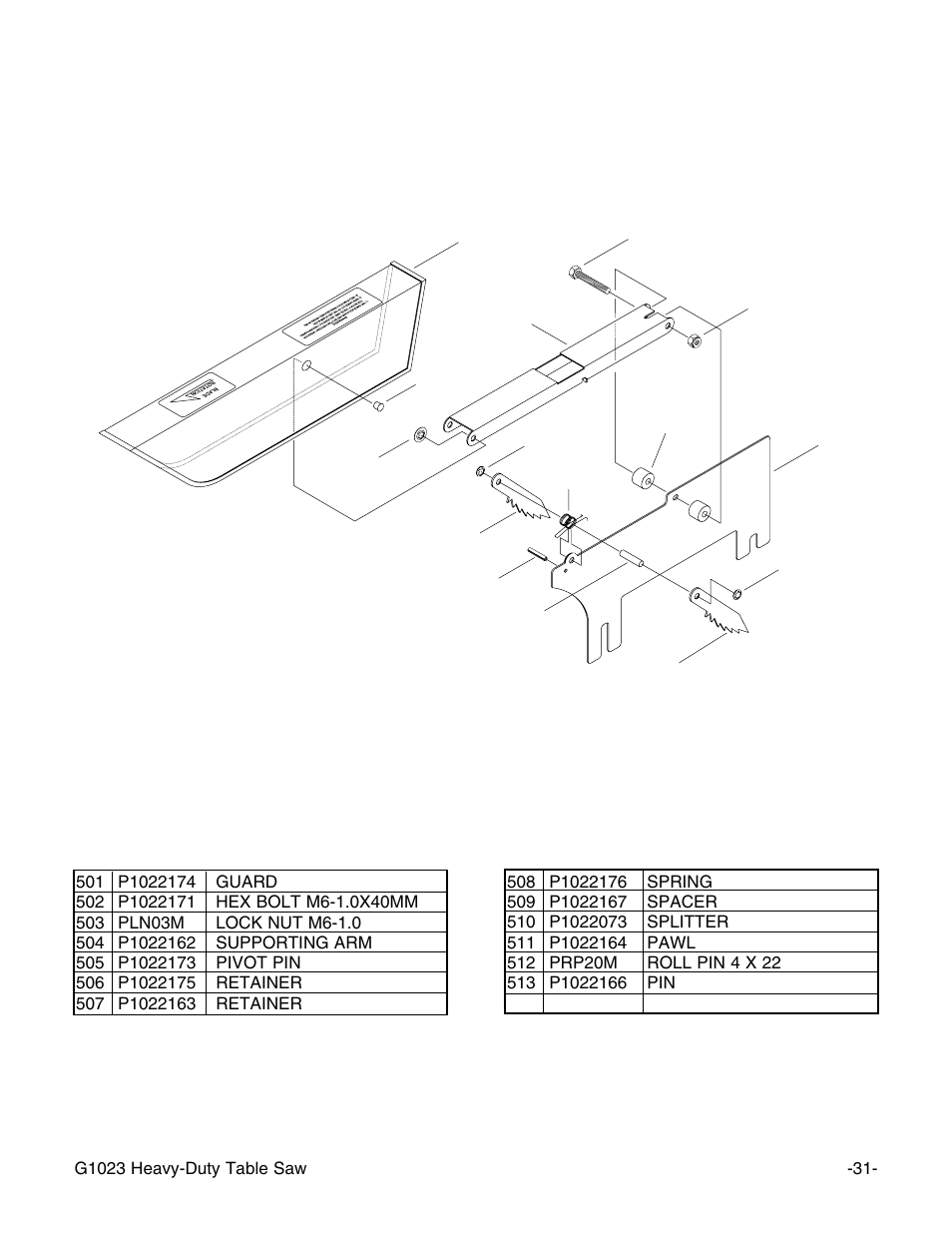 Grizzly G1023 User Manual | Page 32 / 37