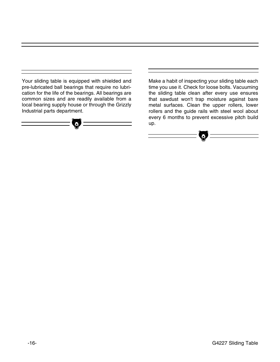 Lubrication, General | Grizzly G4227 User Manual | Page 17 / 27