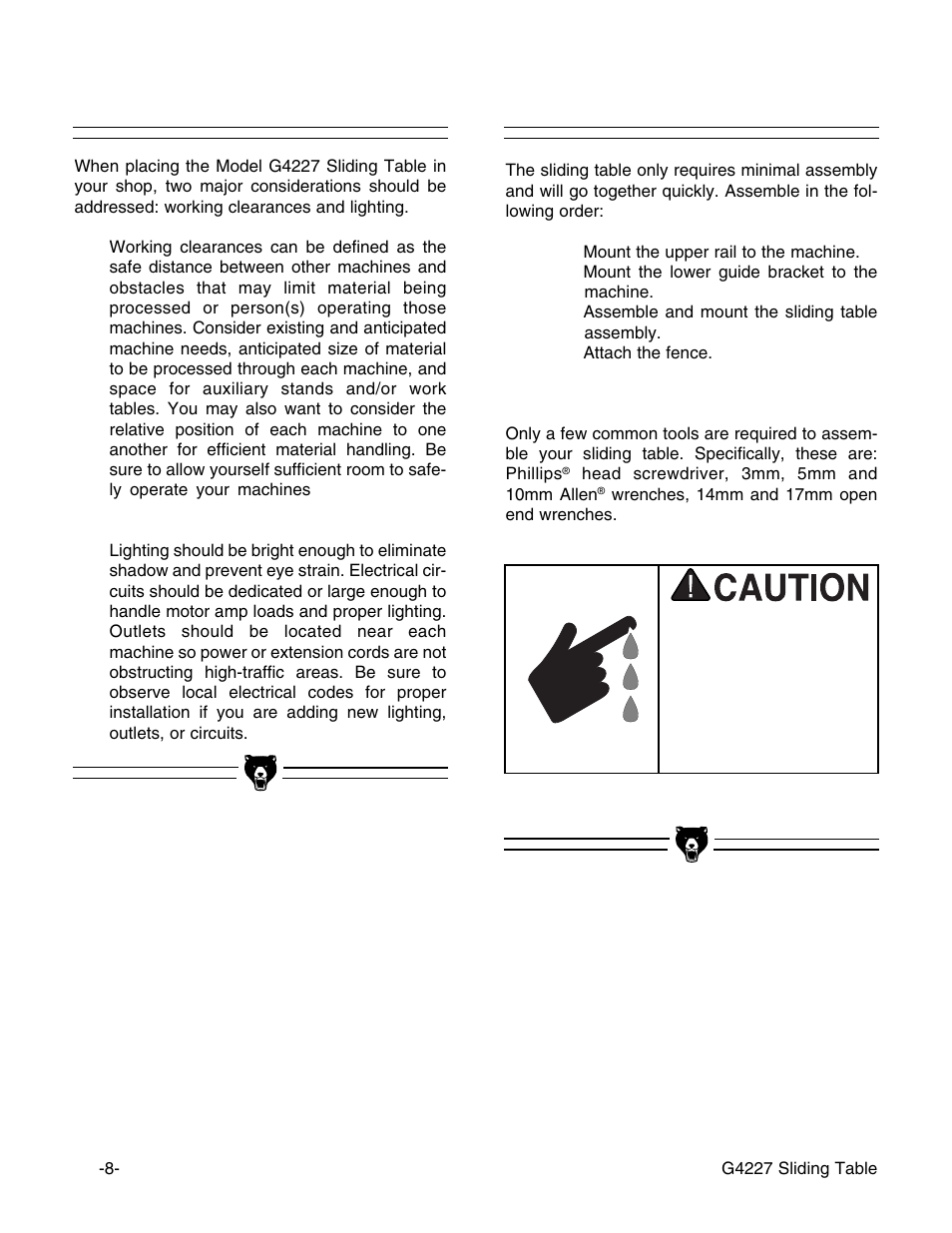 Order of assembly, Site planning | Grizzly G4227 User Manual | Page 9 / 27