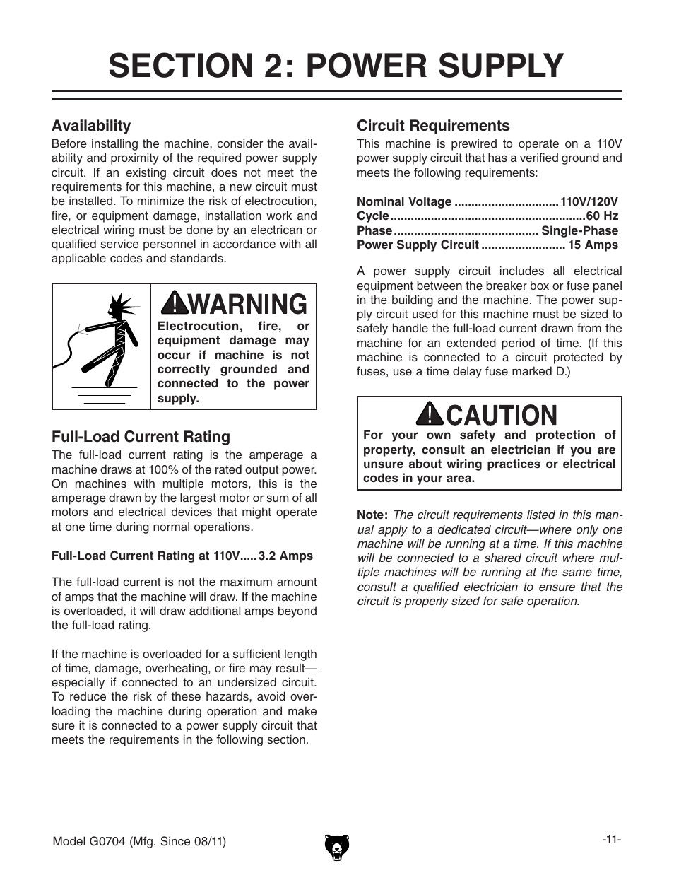 Grizzly G0704 User Manual | Page 13 / 60
