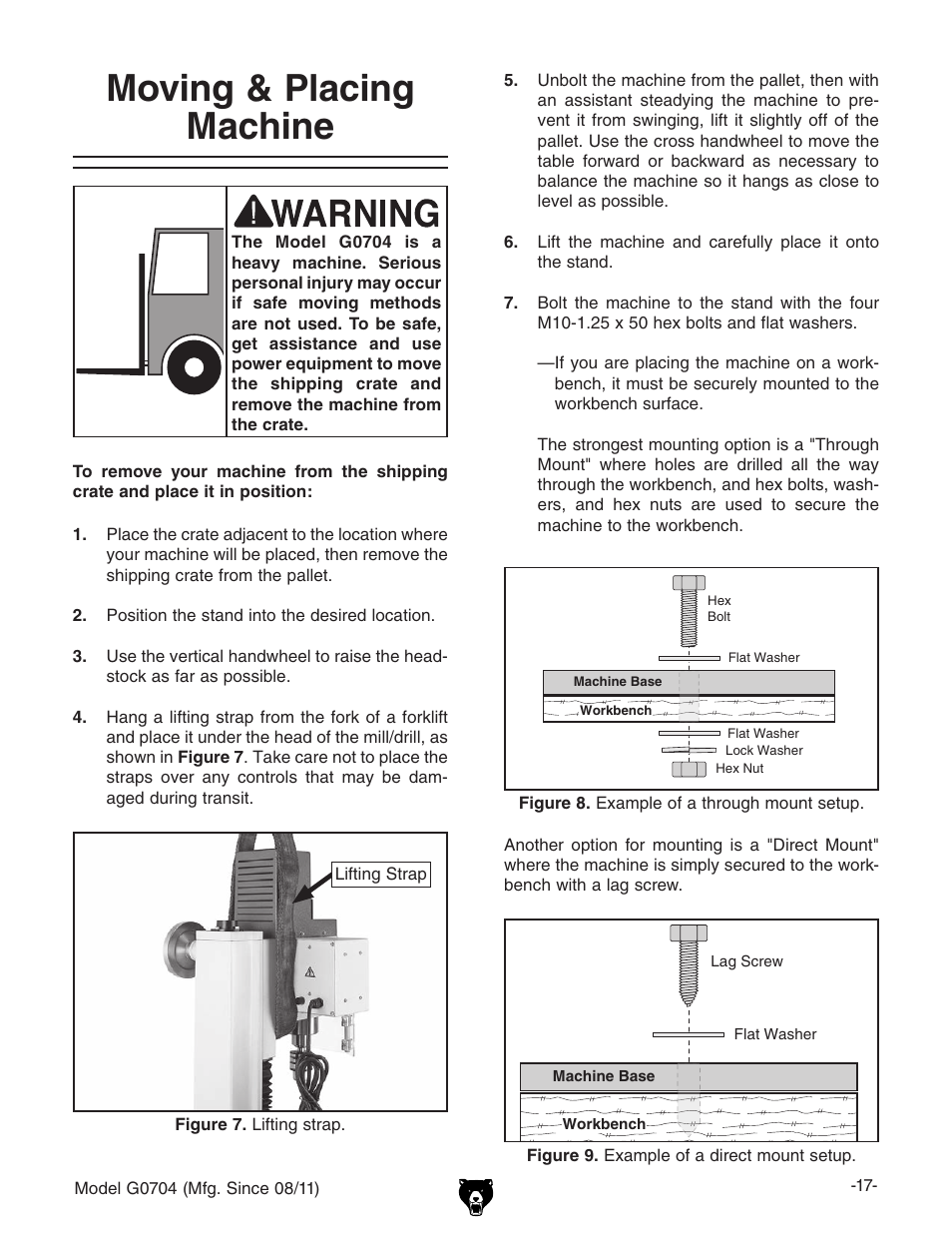 Moving & placing machine | Grizzly G0704 User Manual | Page 19 / 60