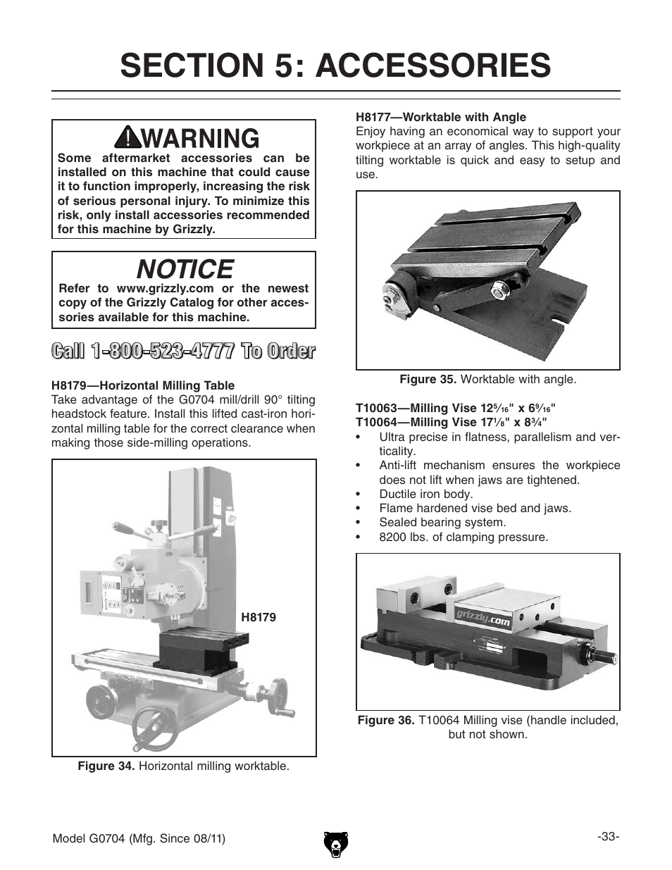 Notice | Grizzly G0704 User Manual | Page 35 / 60