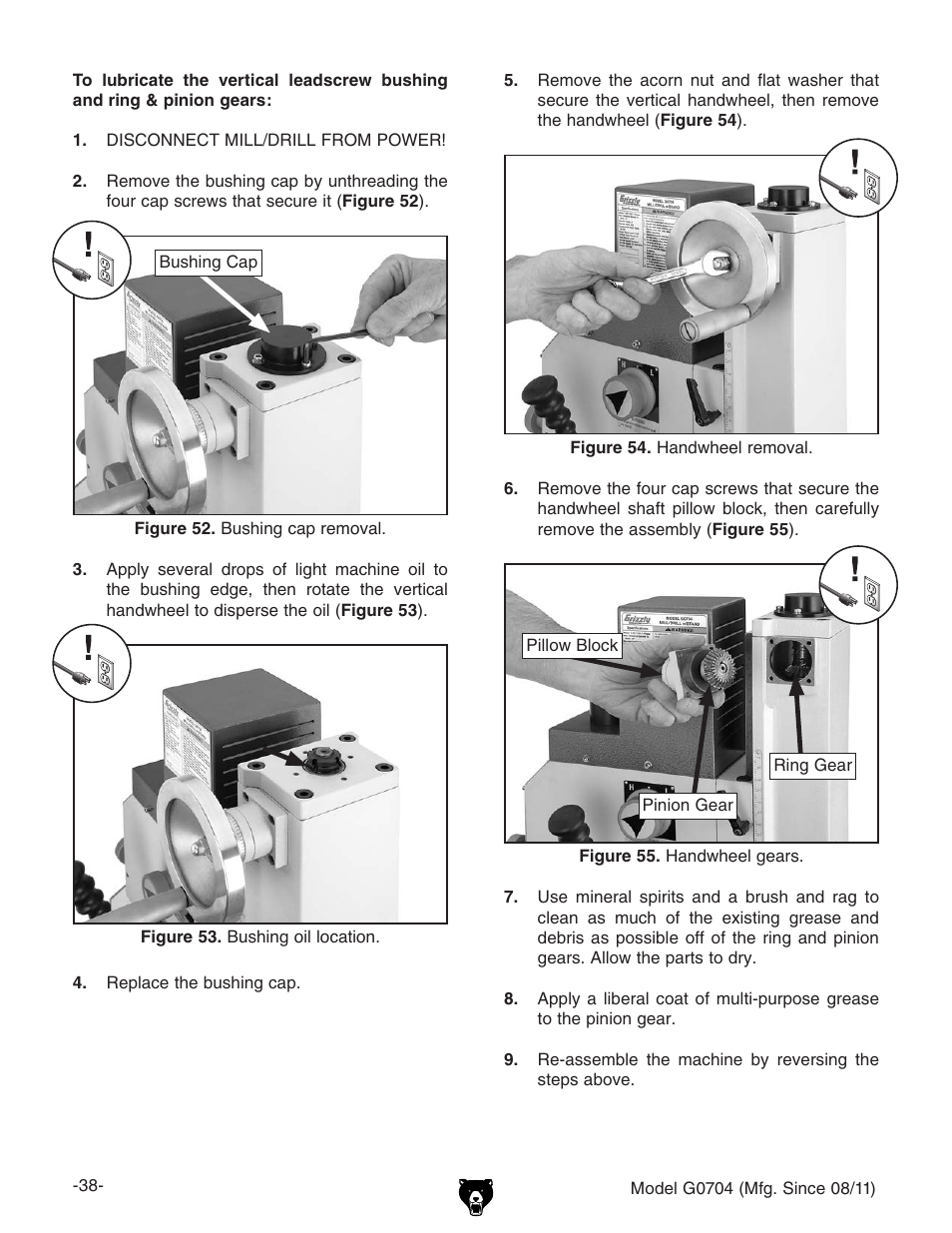 Grizzly G0704 User Manual | Page 40 / 60