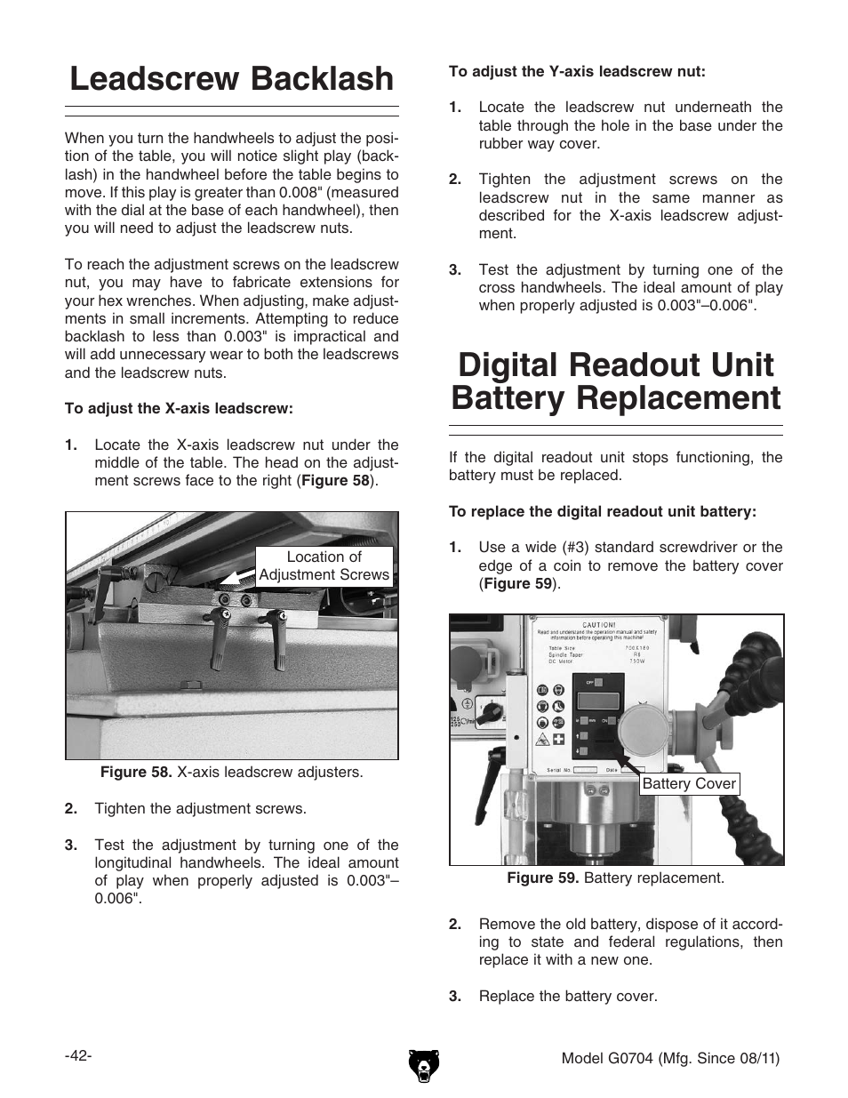 Grizzly G0704 User Manual | Page 44 / 60