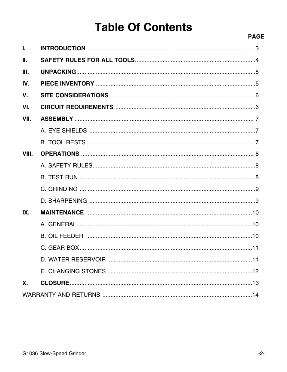 Grizzly G1036 User Manual | Page 2 / 14