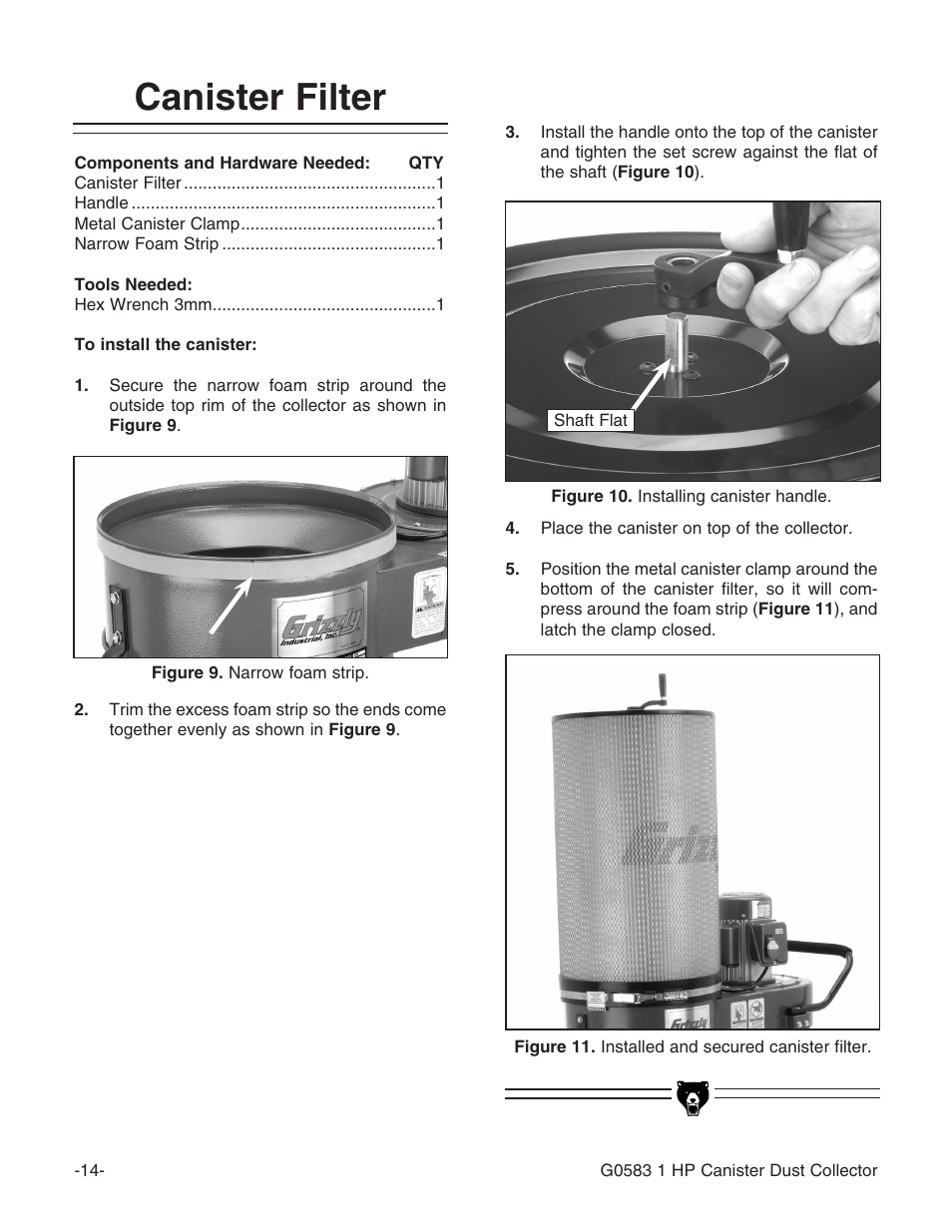 Canister filter | Grizzly G0583 User Manual | Page 16 / 36