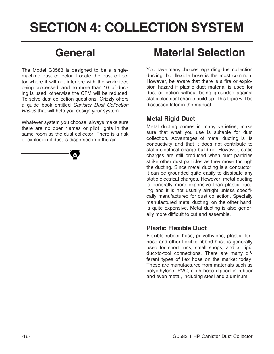 Material selection general | Grizzly G0583 User Manual | Page 18 / 36