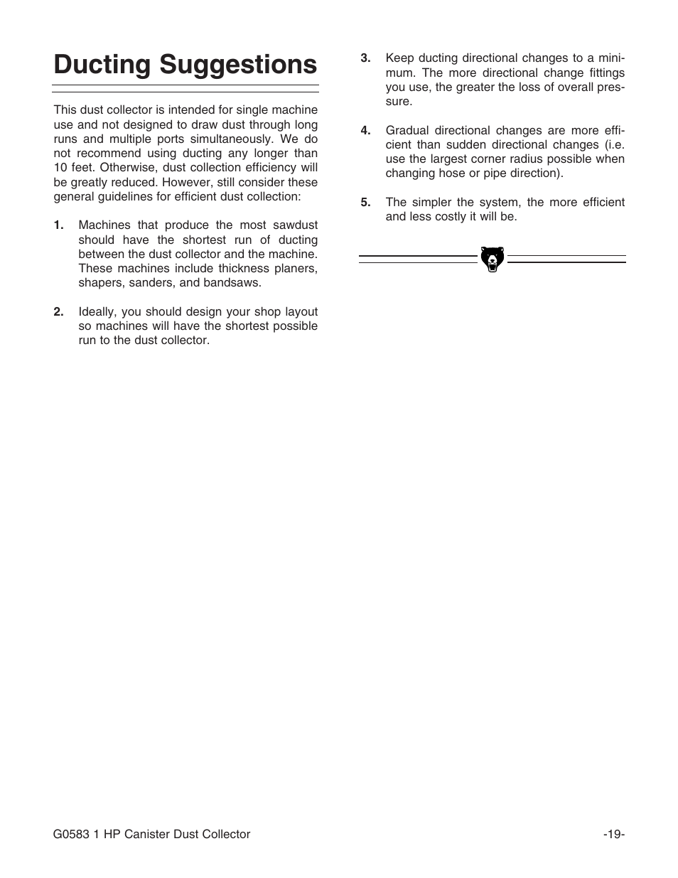 Ducting suggestions | Grizzly G0583 User Manual | Page 21 / 36