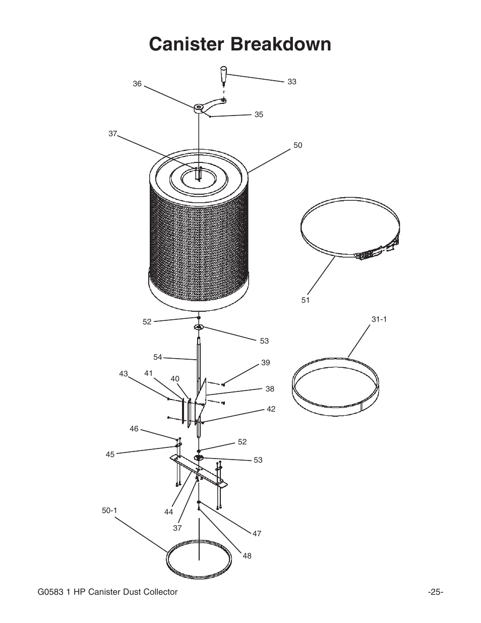 Canister breakdown | Grizzly G0583 User Manual | Page 27 / 36