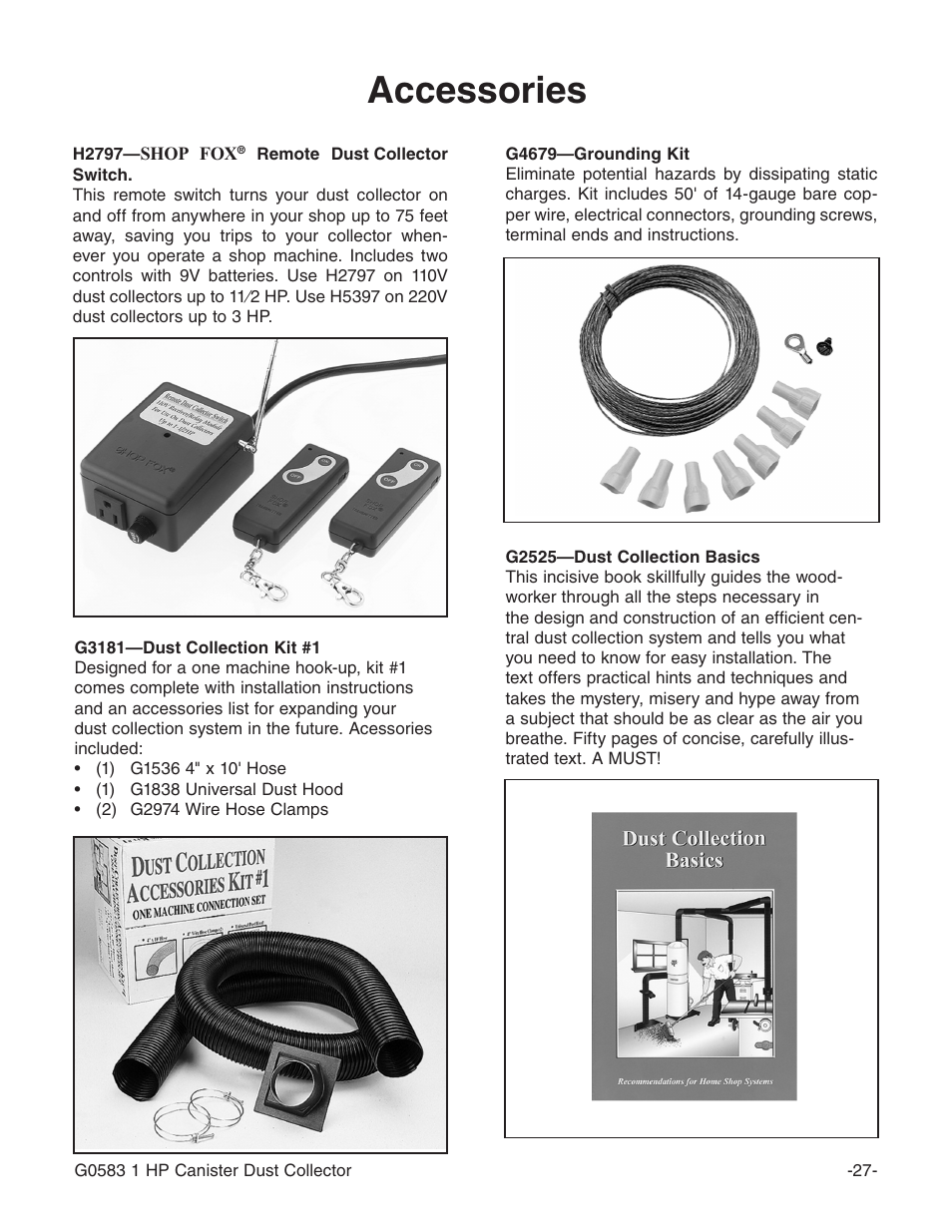 Accessories | Grizzly G0583 User Manual | Page 29 / 36