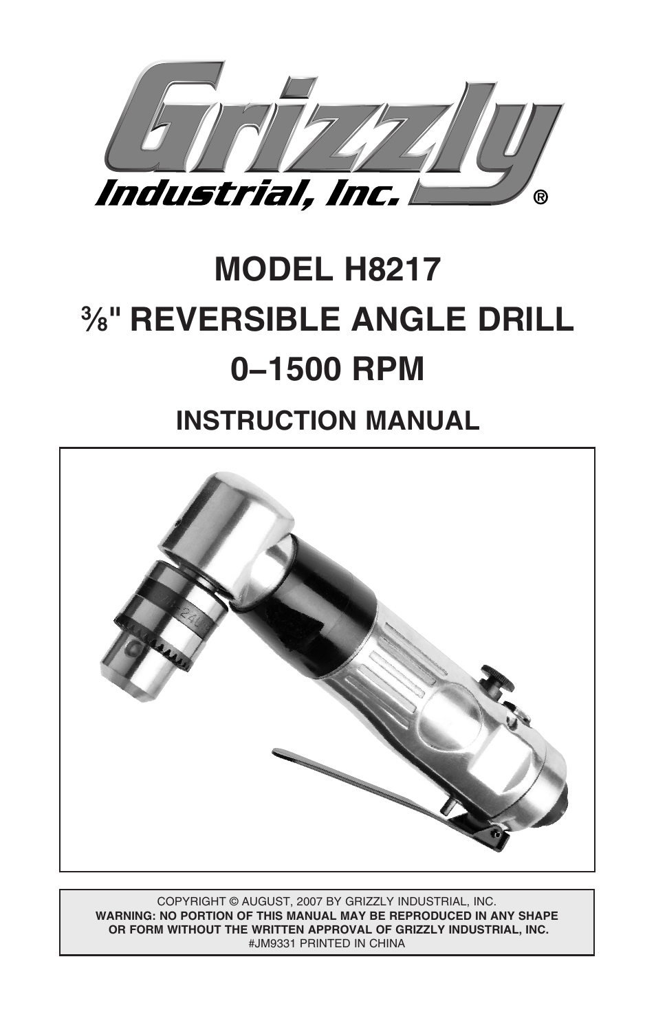 Grizzly H8217 User Manual | 8 pages