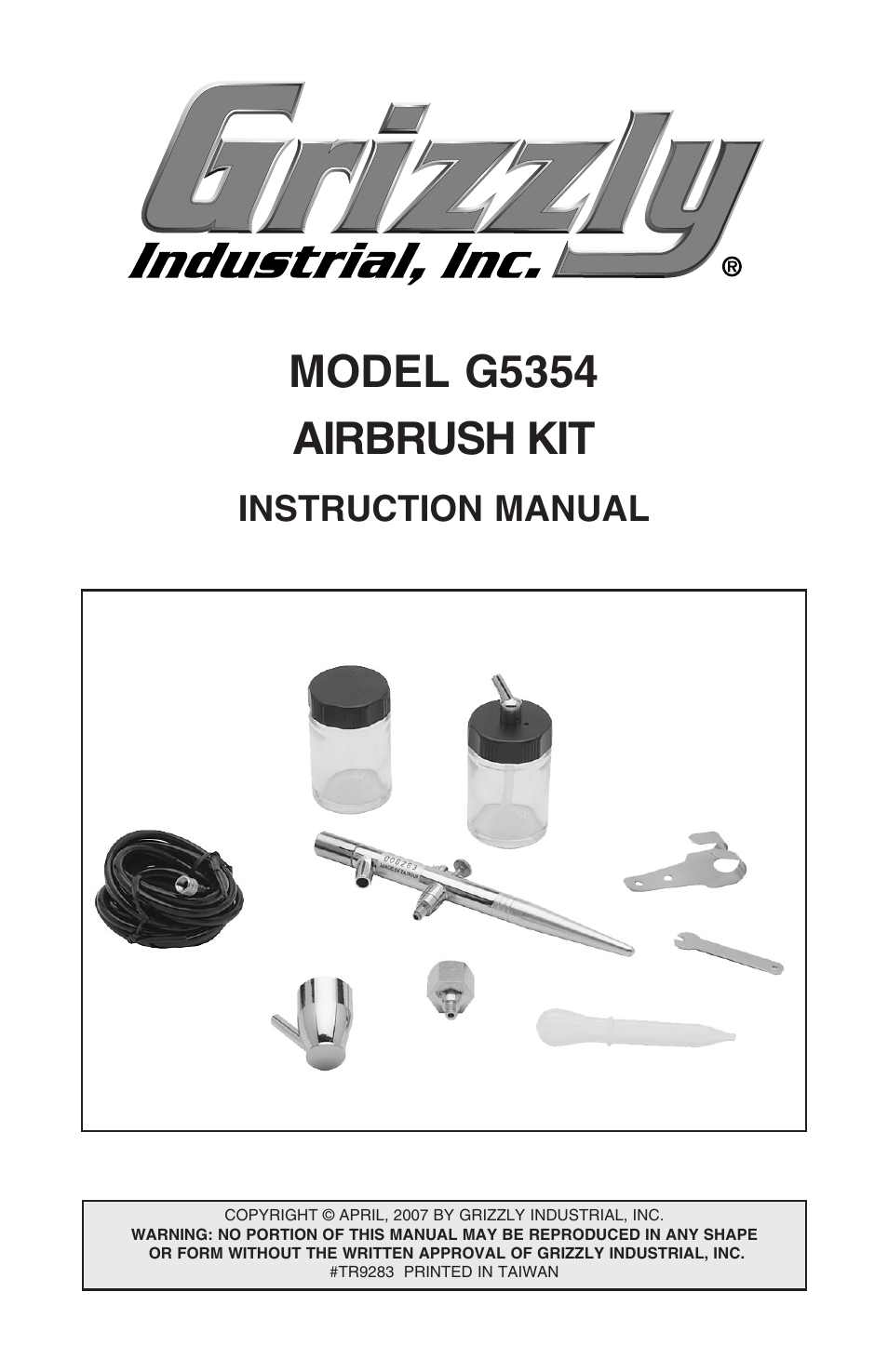 Grizzly Airbrush Kit G5354 User Manual | 16 pages