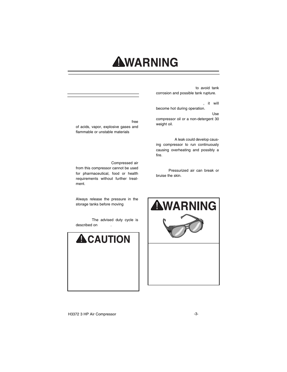 Additional safety for air compressors | Grizzly H3372 User Manual | Page 5 / 26