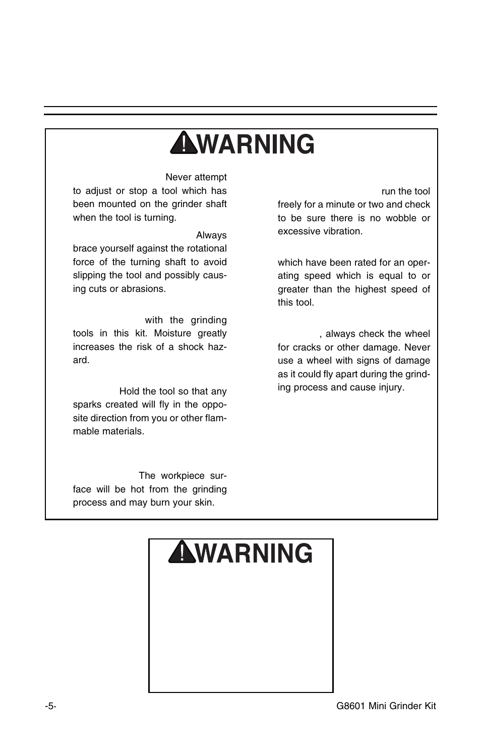 Additional safety instructions for grinders | Grizzly MINI GRINDER KIT G8601 User Manual | Page 5 / 9