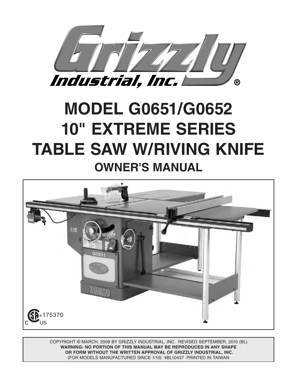 Grizzly G0651 User Manual | 104 pages