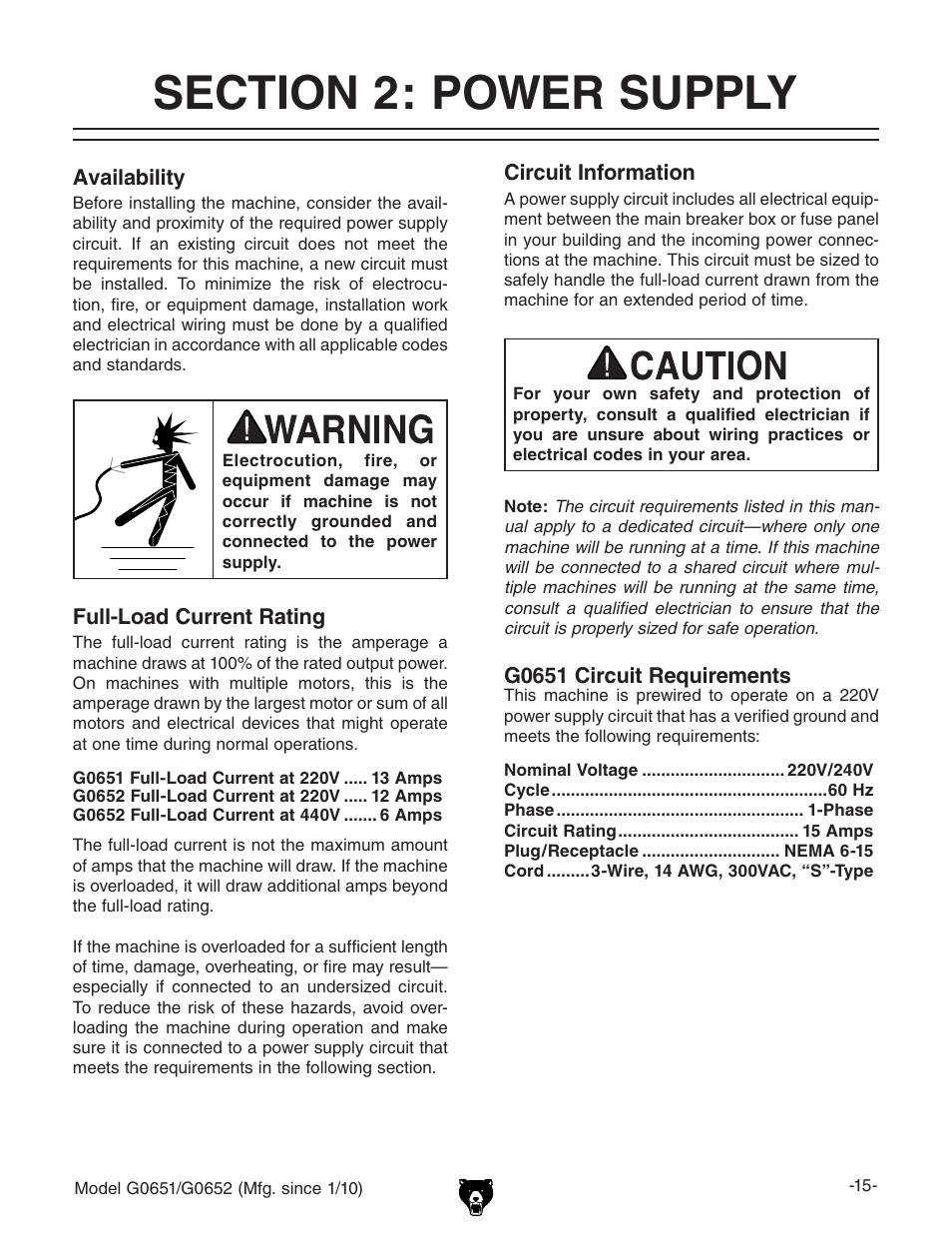 Grizzly G0651 User Manual | Page 17 / 104