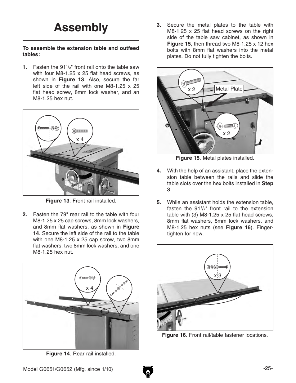 Assembly | Grizzly G0651 User Manual | Page 27 / 104