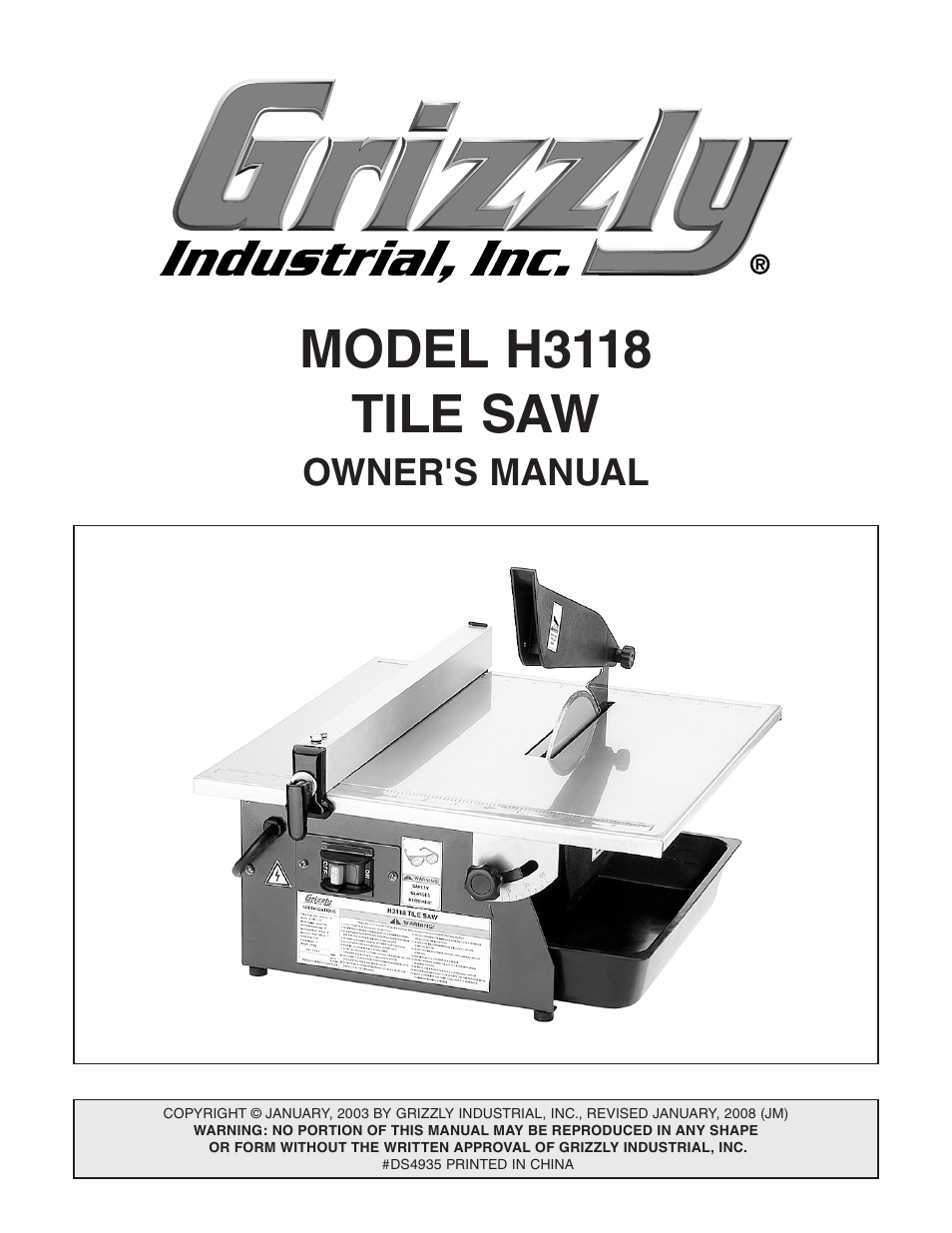 Grizzly H3118 User Manual | 26 pages