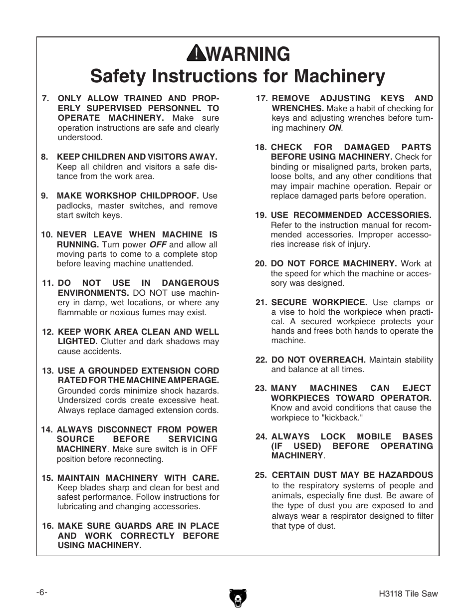 Grizzly H3118 User Manual | Page 8 / 26