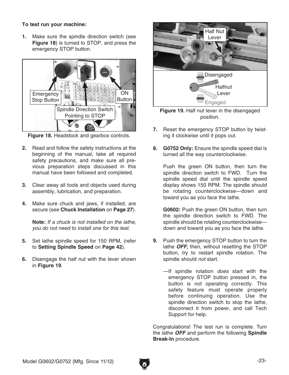 Grizzly 10" x 22" Benchtop Lathe G0602 User Manual | Page 25 / 96