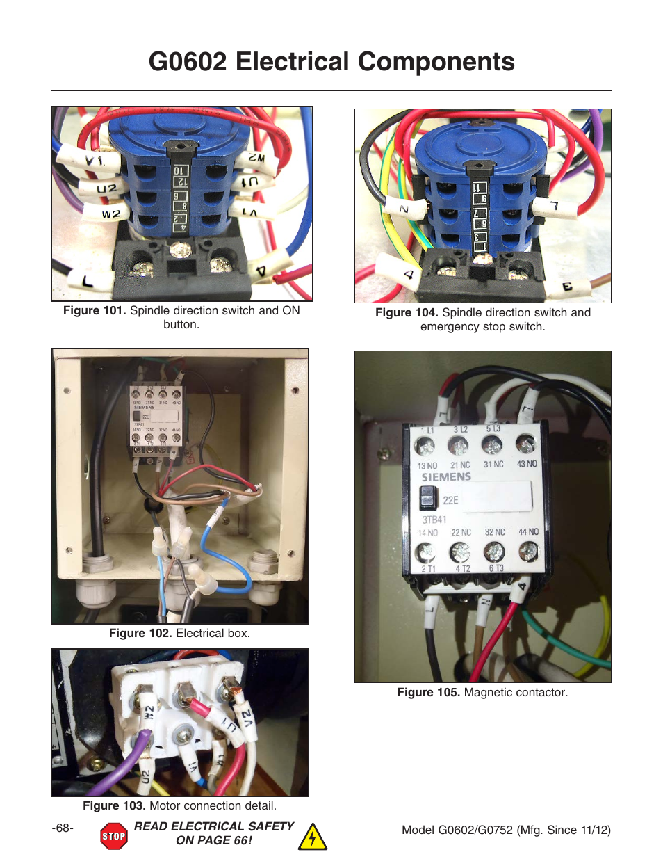 G0602 electrical components | Grizzly 10" x 22" Benchtop Lathe G0602 User Manual | Page 70 / 96