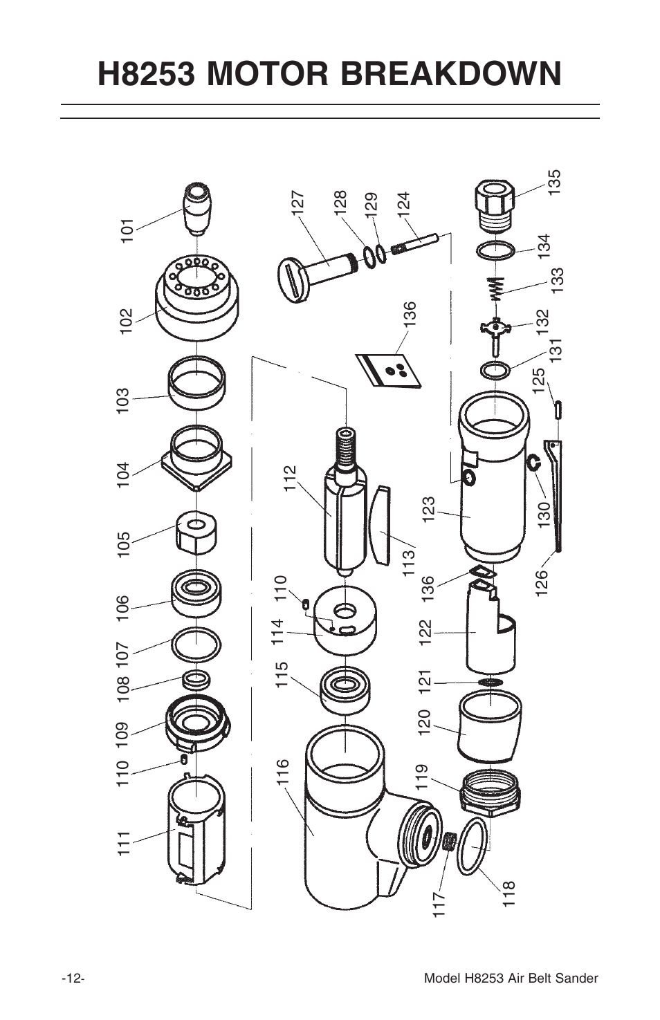 H8253 motor breakdown | Grizzly H8253 User Manual | Page 14 / 16